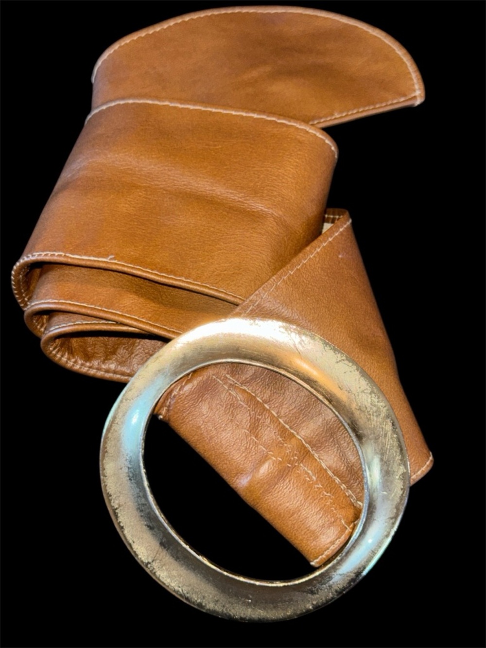 Vintage Leather Belt with Large Statement Buckle - Picture 2 of 11